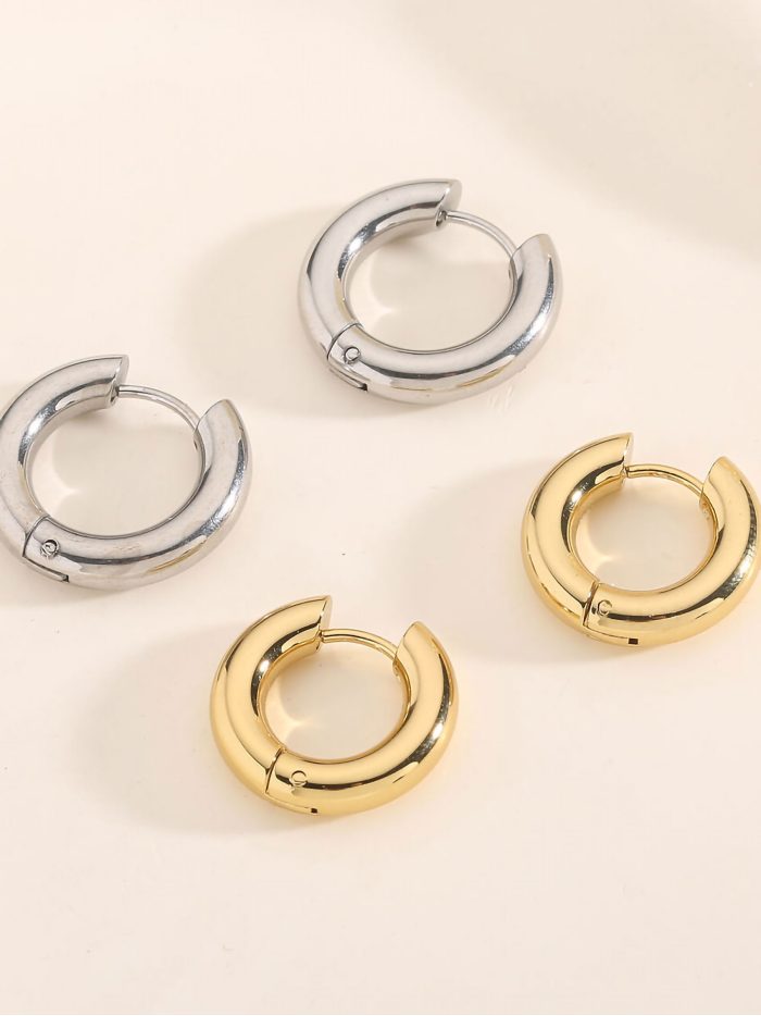 Pendientes aros tubulares - Acero inoxidable