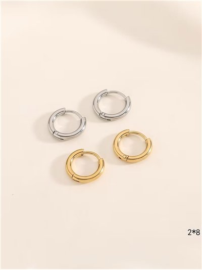 Pendientes aros tubulares - Acero inoxidable
