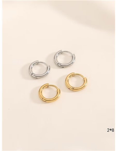 Pendientes aros tubulares - Acero inoxidable