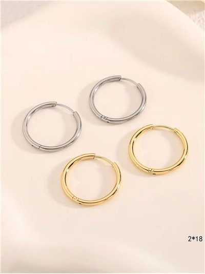Pendientes aros tubulares - Acero inoxidable
