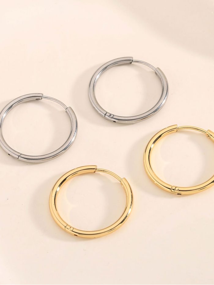 Boucles d'oreilles anneaux tubulaires - Acier inoxydable