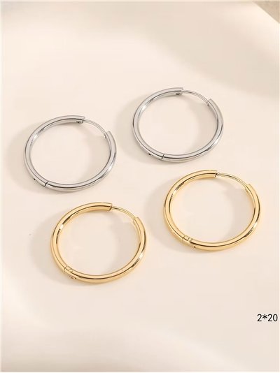Pendientes aros tubulares - Acero inoxidable