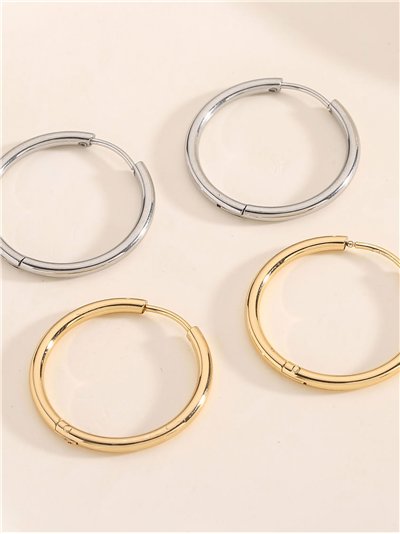 Pendientes aros tubulares - Acero inoxidable 2