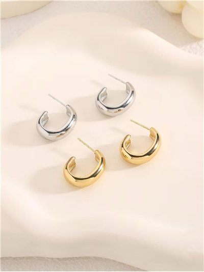 Pendientes aros alargados  - Acero inoxidable