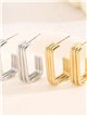 Pendientes aros rectangulares efecto triple - Acero inoxidable