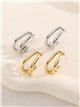 Double effect elongated hoop earrings - Stainless Steel