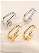 Double effect elongated hoop earrings - Stainless Steel
