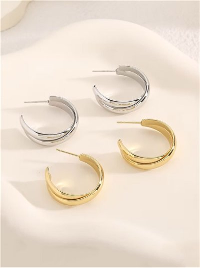 Pendientes aros cruzados - Acero inoxidable