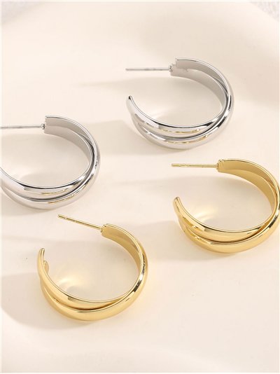 Pendientes aros cruzados - Acero inoxidable 2