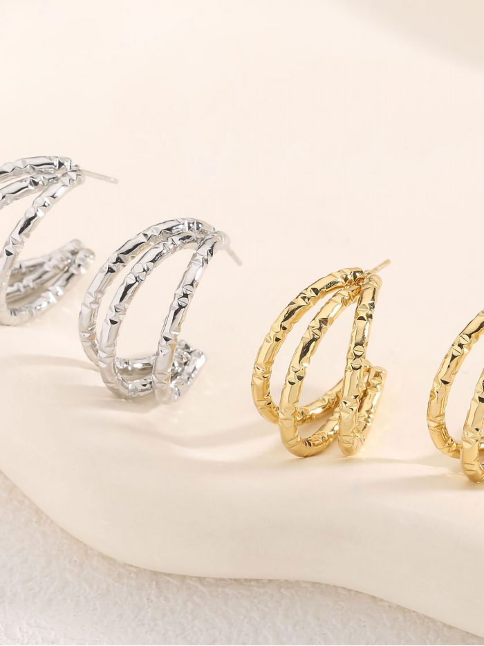 Triple effect hoop resin earrings - Stainless Steel