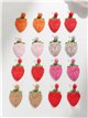 Raffia effect strawberry earrings - Stainless Steel