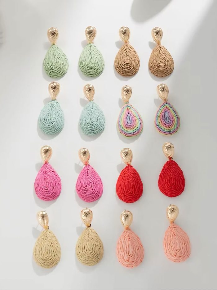 Pendientes lágrimas efecto rafia - Acero inoxidable