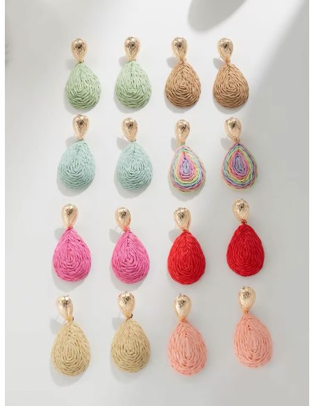 Pendientes lágrimas efecto rafia - Acero inoxidable