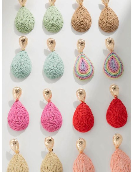 Pendientes lágrimas efecto rafia - Acero inoxidable