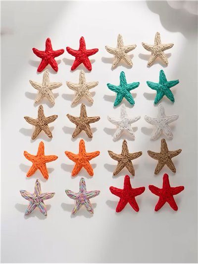 Pendientes estrella de mar efecto rafia - Acero inoxidable