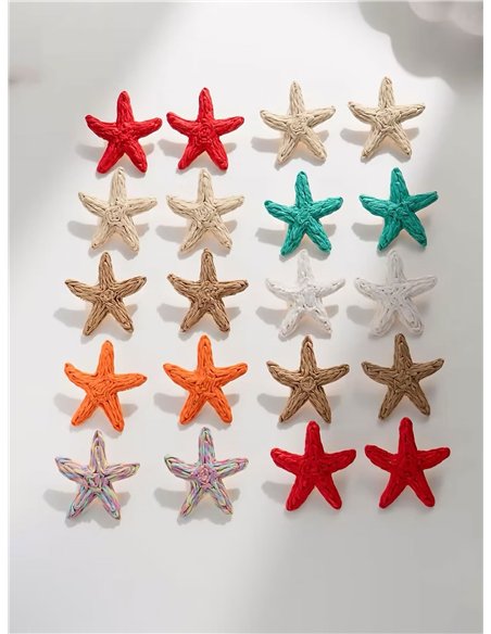 Pendientes estrella de mar efecto rafia - Acero inoxidable