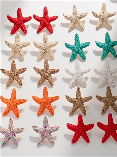 Pendientes estrella de mar efecto rafia - Acero inoxidable 2