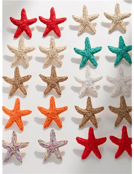 Pendientes estrella de mar efecto rafia - Acero inoxidable