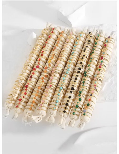 Conjunto de anillos efecto piedra - Acero inoxidable - Expositor incluido