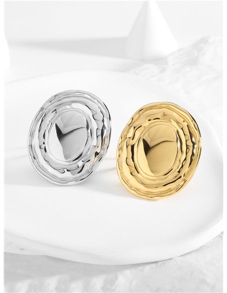 Anillo redondo efecto martillado - Acero inoxidable