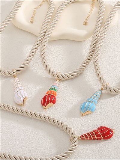 Collar cuerda colgante caracola esmaltado- Acero inoxidable 2