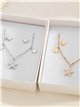 Conjunto de collar cadena charm estrellas con circonitas + Pendientes - Acero inoxidable
