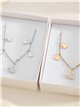 Conjunto de collar cadena charm corazones con circonitas + Pendientes - Acero inoxidable