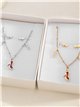 Conjunto de collar cadena charm tacón con circonitas + Pendientes - Acero inoxidable