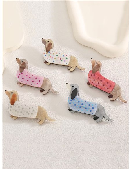 Broche perro salchicha de resina