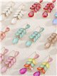 Pendientes largos fiesta hojas con pedrería - Acero inoxidable
