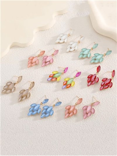 Pendientes largos fiesta con pedrería - Acero inoxidable