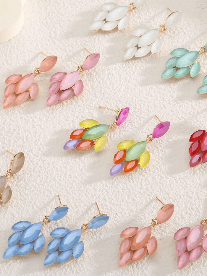 Boucles d'oreilles longues de fête avec strass - Acier inoxydable