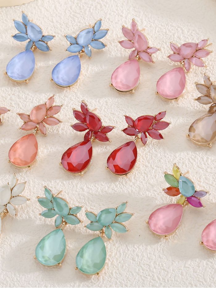 Pendientes fiesta con pedrería - Acero inoxidable