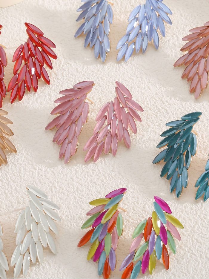 Pendientes fiesta alas con pedrería - Acero inoxidable