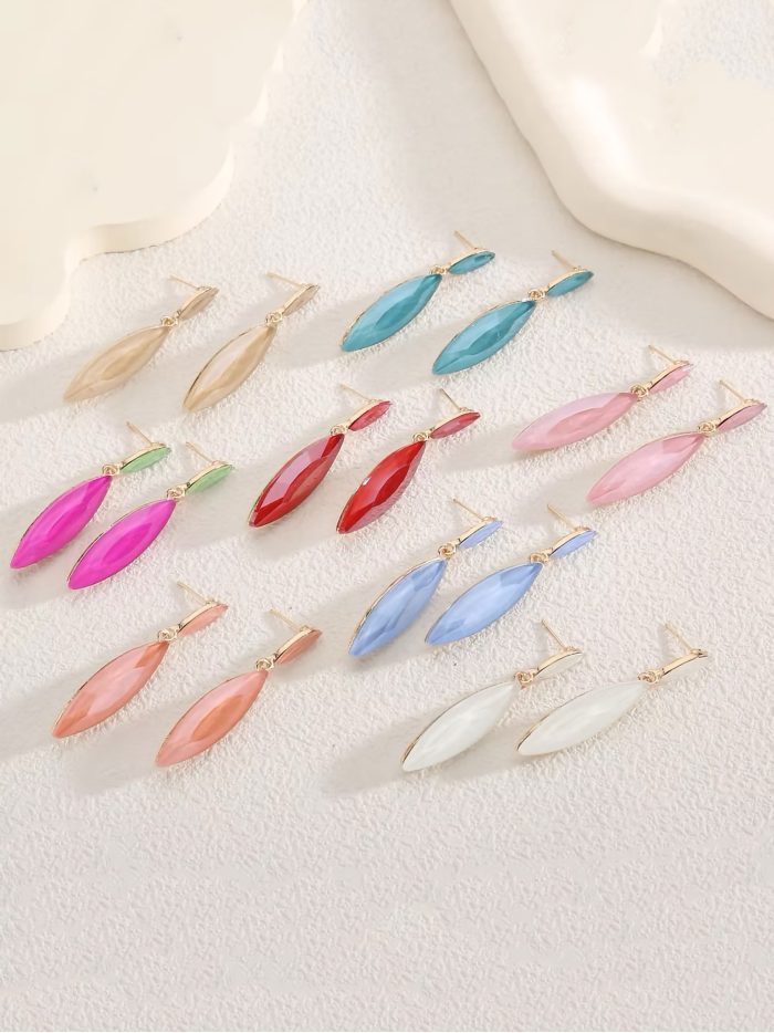 Boucles d'oreilles longues ovales avec strass - Acier inoxydable