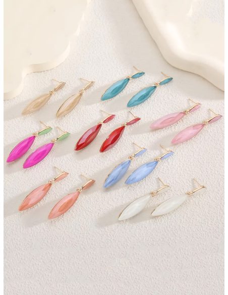 Boucles d'oreilles longues ovales avec strass - Acier inoxydable