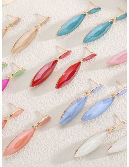 Boucles d'oreilles longues ovales avec strass - Acier inoxydable