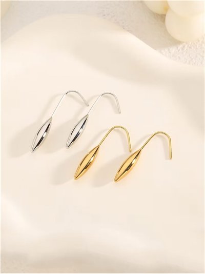 Pendientes aros colgantes ovalados - Acero inoxidable