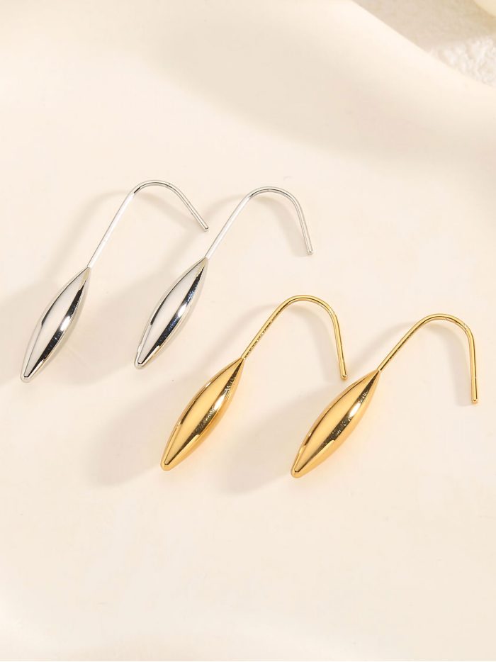 Boucles d'oreilles pendantes ovales en acier inoxydable