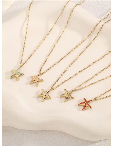 Collar cadena charm estrella de mar esmaltada - Acero inoxidable