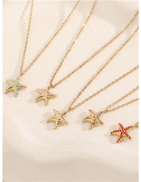 Collar cadena charm estrella de mar esmaltada - Acero inoxidable