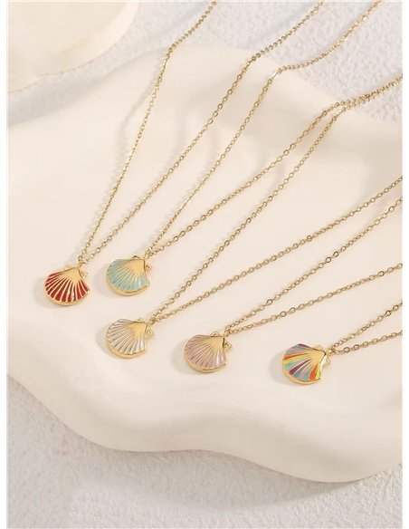 Collar cadena charm concha esmaltada - Acero inoxidable