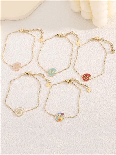 Pulsera de cadena caracola esmaltada - Acero inoxidable