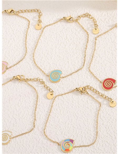 Pulsera de cadena caracola esmaltada - Acero inoxidable