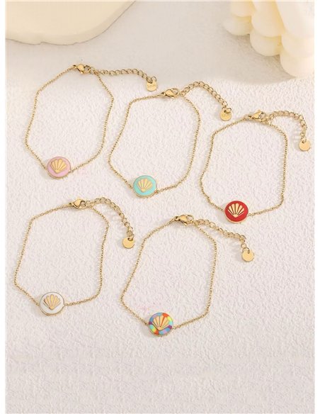 Pulsera de cadena concha esmaltada - Acero inoxidable