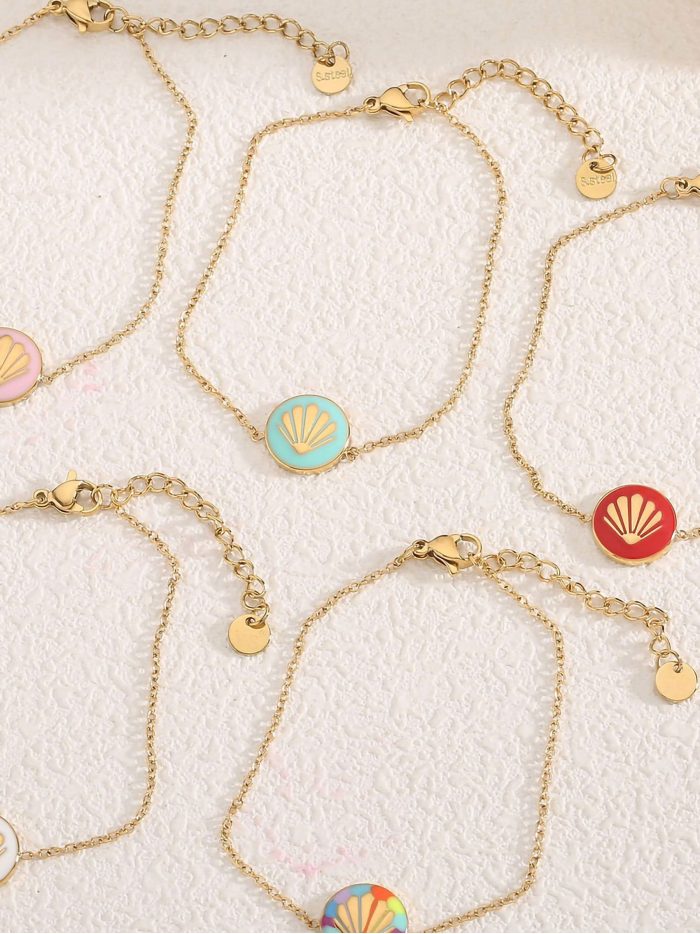 Pulsera de cadena concha esmaltada - Acero inoxidable