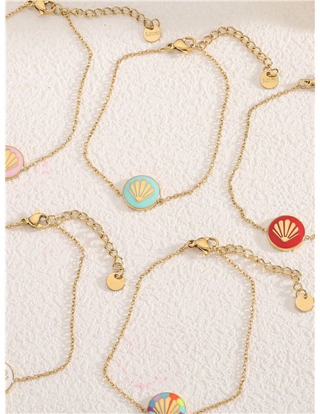 Pulsera de cadena concha esmaltada - Acero inoxidable