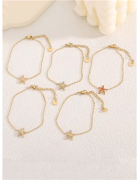 Pulsera de cadena estrella de mar esmaltada - Acero inoxidable