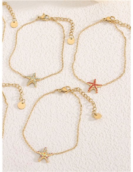 Pulsera de cadena estrella de mar esmaltada - Acero inoxidable