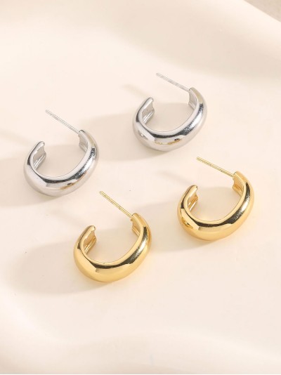 Pendientes aros alargados  - Acero inoxidable 2